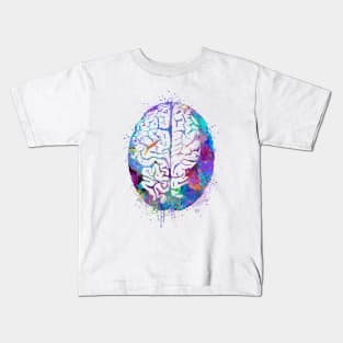 Human Brain Colorful Watercolor Anatomy Gift Kids T-Shirt